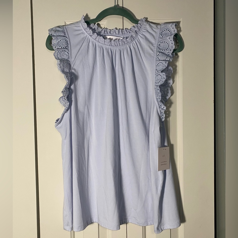 LC Lauren Conrad Light Blue Ruffle Sleeve Blouse Sz XXL